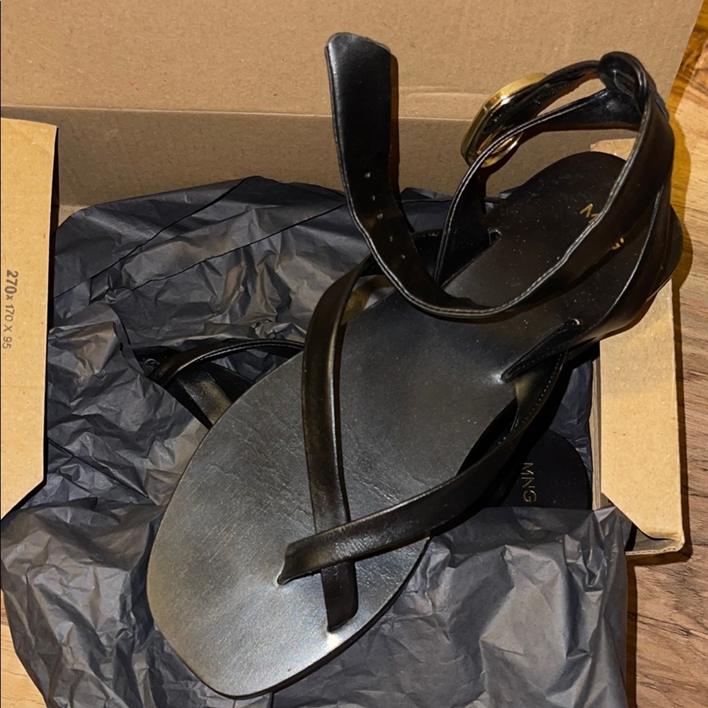 MNG Black Flip Flop Sandals